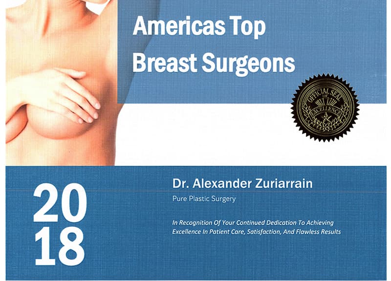 Americas Top Breast Surgeons Dr. Alexander Zuriarrain diploma
