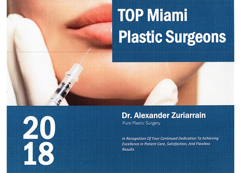 Top Miami Plastic Surgeon Dr. Alexander Zuriarrain cert