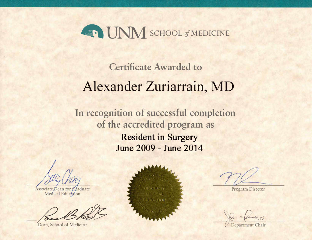 UNM Residency Diploma